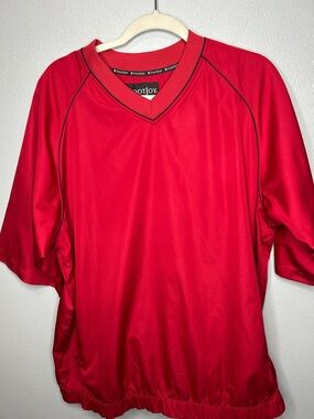 FootJoy Red V-Neck Golf ShortSleeve Pullover  Windbreaker. Size M